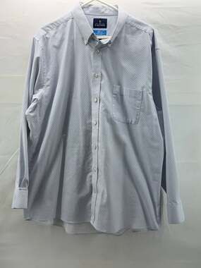 Stafford coolmax blue and white button up shirt XL